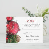 ホリデー ウィンター 赤 オーナメント RSVP カード (スタンド正面)