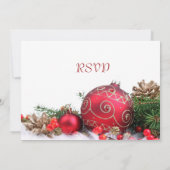 ホリデー ウィンター 赤 オーナメント RSVP カード (裏面)