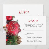 ホリデー ウィンター 赤 オーナメント RSVP カード (正面/裏面)