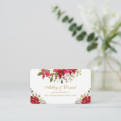 ホリデー ウェディング ポインセチア フラワーデザイン ゴールド レジストリー エンクロージャーカード (スタンド正面)