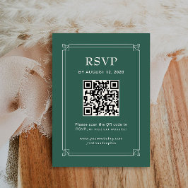 ホリデー ウェディング RSVP と QR コード | グリーン エンクロージャーカード