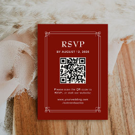 ホリデー ウェディング RSVP と QR コード | 赤 エンクロージャーカード