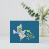 ホリデー・ウォーターカラー・ドーブ・ゴールド　地球平和 シーズンポストカード (スタンド正面)