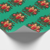 「ホリデー・エレガンス：ギフト、木、トナカイのデリグ ラッピングペーパー (角)