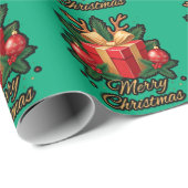 「ホリデー・エレガンス：ギフト、木、トナカイのデリグ ラッピングペーパー (ロールコーナー)