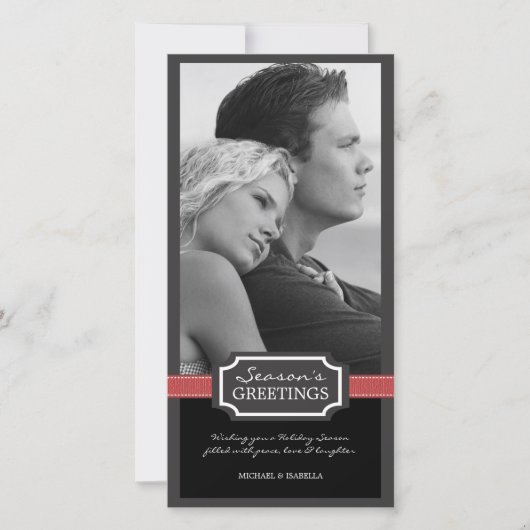 ホリデー・エレガンス シーズンズ・グリーティング 赤いリボン シーズンカード (正面)