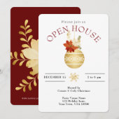 ホリデー オープンハウス ゴールド クリスマス オーナメント 招待状 (正面/裏面)