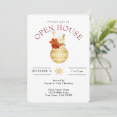 ホリデー オープンハウス ゴールド クリスマス オーナメント 招待状 (スタンド正面)
