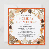 ホリデー オープン ハウス リアルなオレンジの水彩画 招待状 (正面)