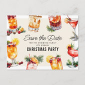 ホリデー・カクテル クリスマス・パーティー Save The Date シーズンポストカード (正面)