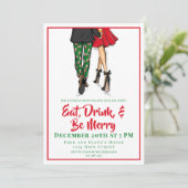 ホリデー・カクテル・パーティーのご招待　|　お祭り気分のカップル 招待状 (スタンド正面)