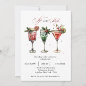 ホリデー カクテル フェスティブ ドリンク クリスマス パーティー I 招待状 (正面)