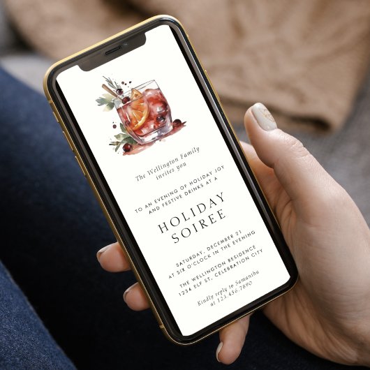 ホリデー カクテル モダン フェスティブ クリスマス パーティー 招待状