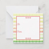 ホリデー カラーのミニ ノートカード (裏面)