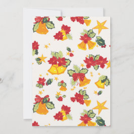 ホリデー カード ベル、ポインセチア、リボン、ホリー