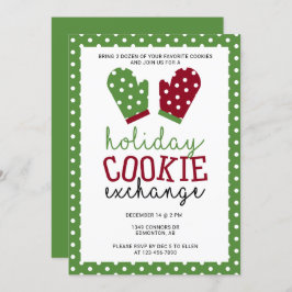 ホリデー・クッキー交換パーティーのクリスマス・オーブンミット 招待状