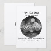 ホリデー クラフト マウンテン ブラック ホワイト セーブ ザ デート 招待状 (正面/裏面)