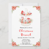 ホリデー クリスマス ティーパーティー 赤 招待状 (正面)