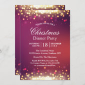 ホリデー クリスマス パーティー グリッター ゴールド ボケ ライト 招待状 (正面/裏面)