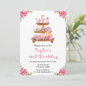 ホリデー クリスマス ランチ バースデー パーティー ピンク 招待状 (スタンド正面)