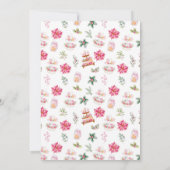 ホリデー クリスマス ランチ バースデー パーティー ピンク 招待状 (裏面)