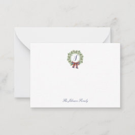 ホリデー クリスマス リース ボウ ステーショナリー モノグラム ノートカード