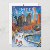 ホリデー グリーティング カード シティ パーク ウィンター スケーティング (正面/裏面)