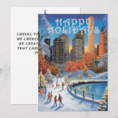 ホリデー グリーティング カード 都市公園 冬のスケート (正面/裏面)