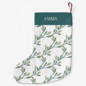 ホリデー グリーン | ボタニカル モノグラム スモールクリスマスストッキング (裏面)