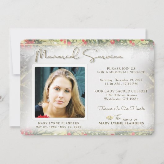 ホリデー ゴールデン クリスマス 追悼式 招待状 (正面)