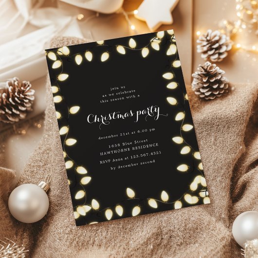 ホリデー ゴールデン ライト クリスマス パーティー 招待状
