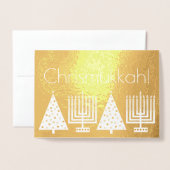 ホリデー ゴールド クリズムカス あなたの写真を追加 現代的 箔カード (封筒付き正面)