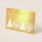 ホリデー ゴールド クリズムカス あなたの写真を追加 現代的 箔カード (正面)