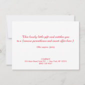 ホリデー ゴールド ロータス サロン&スパ ギフト券 (裏面)