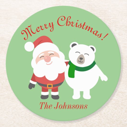 ホリデー サンタとクマのクリスマスパーティー コースター (正面)