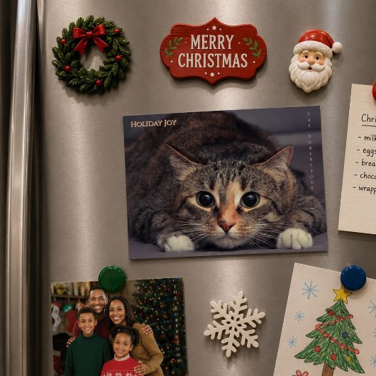 ホリデー ジョイ 楽しい 磁石 ペット 写真 クリスマス