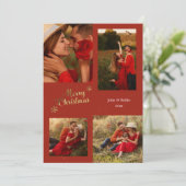 ホリデー ジョイ 4 枚の写真を使ったグリーティング カード (スタンド正面)