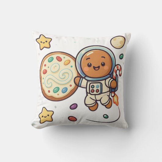 ホリデー ジンジャーブレッド 宇宙飛行士 クリスマス かわいい スペース クッション (正面)