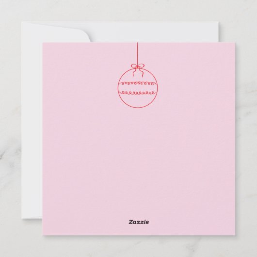 ホリデー スクリブル ドゥードル レッド アンド ピンク カード (裏面)