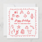 ホリデー スクリブル ドゥードル 赤と白のカード シーズンカード (正面)