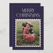 ホリデー スタンプ フォト カード - ネイビー (正面/裏面)