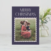 ホリデー スタンプ フォト カード - ネイビー (スタンド正面)