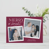 ホリデー スナップショット フォト カード - えんじ (スタンド正面)