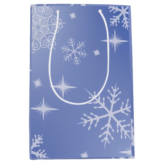 ホリデー スノーフレーク デコレーション ミディアム ギフト バッグ ミディアムペーパーバッグ (正面)