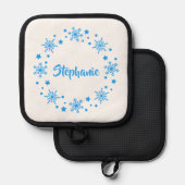 ホリデー スノーフレーク リース お菓子作りに最適なアイテム 鍋敷き (正面/裏面)