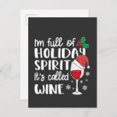 ホリデー・スピリット満載ワイン・クリスマス インビテーションポストカード (正面/裏面)