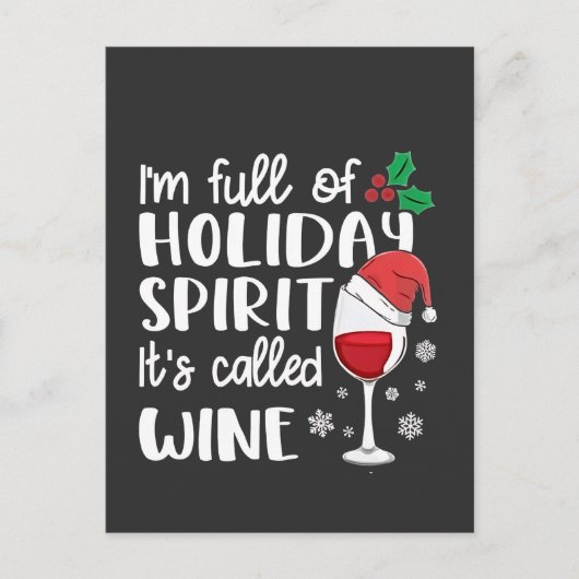 ホリデー・スピリット満載ワイン・クリスマス インビテーションポストカード (正面)