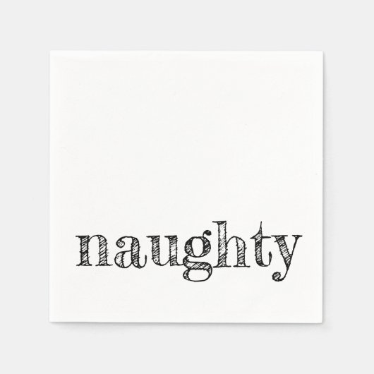 ホリデー タイポグラフィー NAUGHTY 楽しい フェスティブ モダン スタンダードカクテルナプキン (正面)