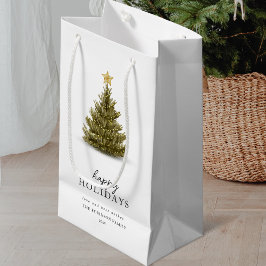 ホリデー タイポグラフィ クリスマス パイン ツリー スモールペーパーバッグ