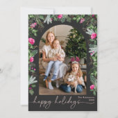 ホリデー ダークグレー ピンク グリーンヘアー アーチ フォト シーズンカード (正面)